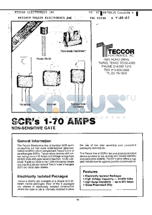 S0306L datasheet - SCRs 1-70 AMPS NON-SENSITIVE GATE