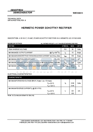 SHD120211_11 datasheet - HERMETIC POWER SCHOTTKY RECTIFIER