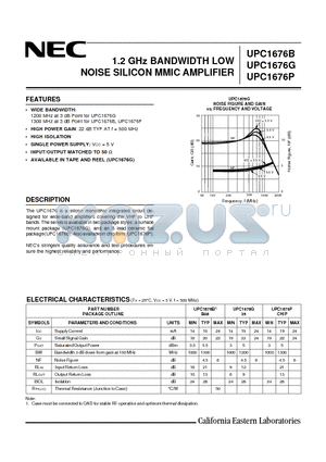 UPC1676P datasheet - 1.2 GHz BANDWIDTH LOW NOISE SILICON MMIC AMPLIFIER
