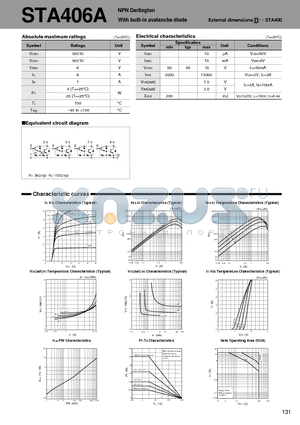 STA406 datasheet - NPN Darlington With built-in avalanche diode