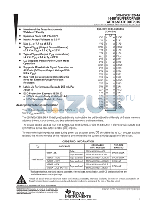 SN74LVCH16244ADGGR datasheet - 16-BIT BUFFER/DRIVER WITH 3-STATE OUTPUTS