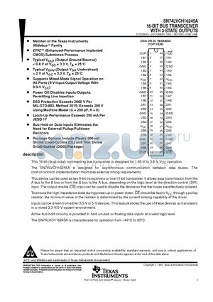 SN74LVCH16245ADL datasheet - 16-BIT BUS TRANSCEIVER WITH 3-STATE OUTPUTS