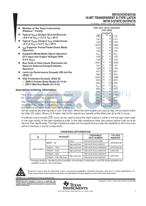 SN74LVCH16373ADGG datasheet - 16-BIT TRANSPARENT D-TYPE LATCH WITH 3-STATE OUTPUTS