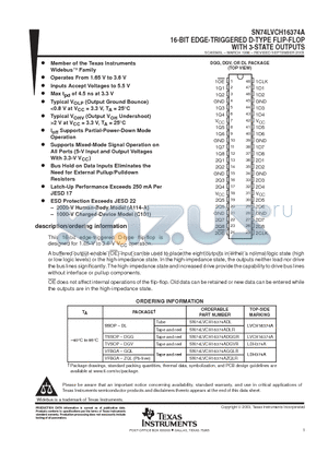 SN74LVCH16374ADL datasheet - 16-BIT EDGE-TRIGGERED D-TYPE FLIP-FLOP WITH 3-STATE OUTPUTS