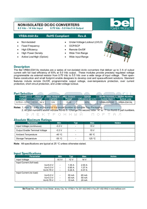 VRBA-03A1AX datasheet - NON-ISOLATED DC/DC CONVERTERS