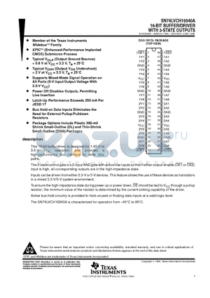 SN74LVCH16540ADL datasheet - 16-BIT BUFFER/DRIVER WITH 3-STATE OUTPUTS