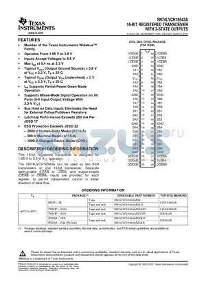 SN74LVCH16543A datasheet - 16-BIT REGISTERED TRANSCEIVER WITH 3-STATE OUTPUTS