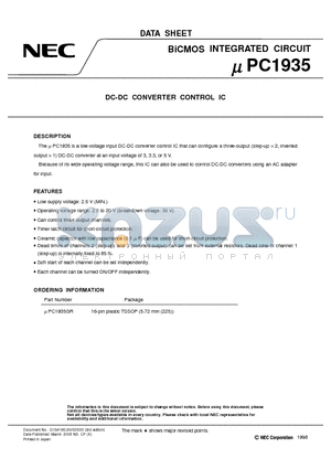 UPC1935 datasheet - DC-DC CONVERTER CONTROL IC