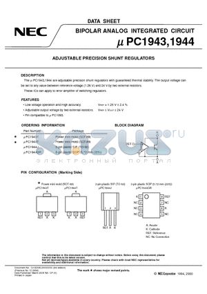 UPC1944GR datasheet - ADJUSTABLE PRECISION SHUNT REGULATORS