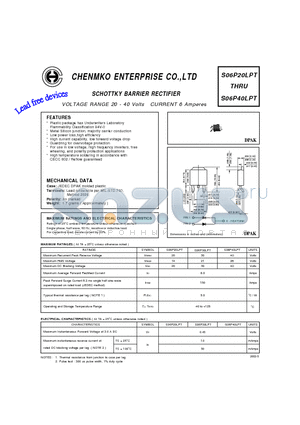 S06P40LPT datasheet - SCHOTTKY BARRIER RECTIFIER