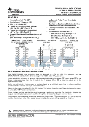 SN74LVCH244ADBRG4 datasheet - OCTAL BUFFERS/DRIVERS OCTAL BUFFERS/DRIVERS