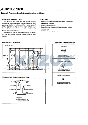 UPC251G datasheet - GENERAL PURPOSE DUAL OPERATIONAL AMPLIFIERS