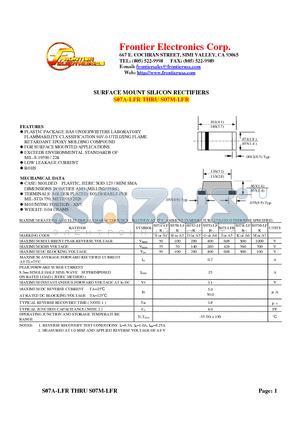 S07A-LFR datasheet - SURFACE MOUNT SILICON RECTIFIERS