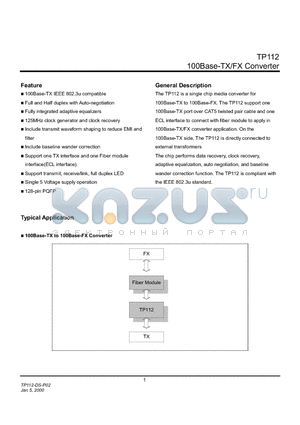 TP112 datasheet - 100Base-TX/FX Converter