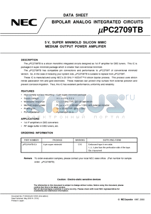UPC2709T datasheet - 5 V, SUPER MINIMOLD SILICON MMIC MEDIUM OUTPUT POWER AMPLIFIER