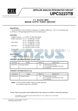 UPC2709TB datasheet - 5 V, SILICON MMIC MEDIUM OUTPUT POWER AMPLIFIER