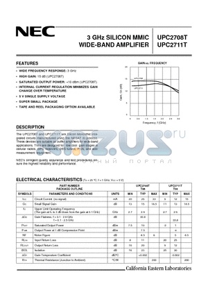 UPC2711T datasheet - 3 GHz SILICON MMIC WIDE-BAND AMPLIFIER