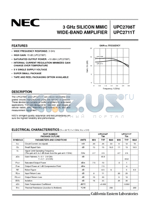 UPC2711T-E3 datasheet - 3 GHz SILICON MMIC WIDE-BAND AMPLIFIER