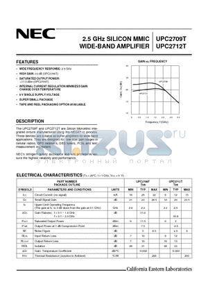 UPC2712T datasheet - 2.5 GHz SILICON MMIC WIDE-BAND AMPLIFIER