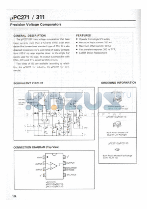 UPC271C datasheet - Precision Voltage Comparators
