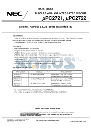 UPC2722GR-E1 datasheet - GENERAL PURPOSE L-BAND DOWN CONVERTER ICs