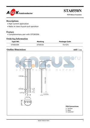 STA8550N datasheet - PNP Silicon Transistor