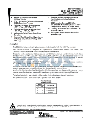 SN74LVCH32245A datasheet - 32-BIT BUS TRANSCEIVER WITH 3-STATE OUTPUTS