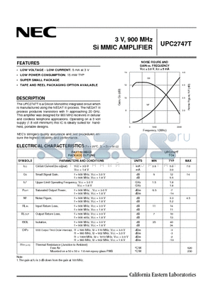 UPC2747T-E3 datasheet - 3 V, 900 MHz Si MMIC AMPLIFIER