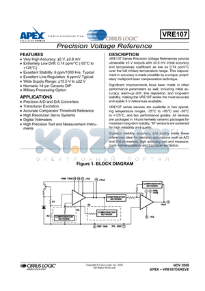 VRE107M datasheet - Precision Voltage Reference