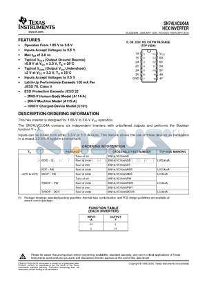 SN74LVCU04ADBLE datasheet - SN74LVCR2245A