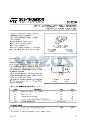 STAN250A datasheet - RF & MICROWAVE TRANSISTORS AVIONICS APPLICATIONS
