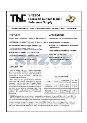 VRE204C datasheet - Precision Surface Mount Reference Supply