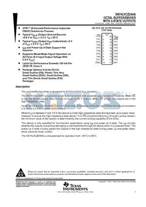 SN74LVCZ244A datasheet - OCTAL BUFFER/DRIVER WITH 3-STATE OUTPUTS