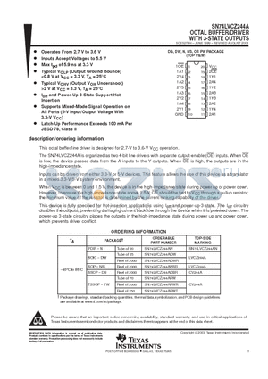 SN74LVCZ244A datasheet - OCTAL BUFFER/DRIVER WITH 3-STATE OUTPUTS