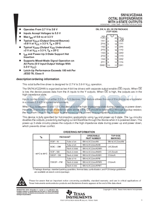 SN74LVCZ244ADBRE4 datasheet - OCTAL BUFFER/DRIVER WITH 3-STATE OUTPUTS