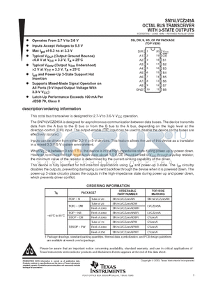 SN74LVCZ245ADBRG4 datasheet - OCTAL BUS TRANSCEIVER WITH 3-STATE OUTPUTS