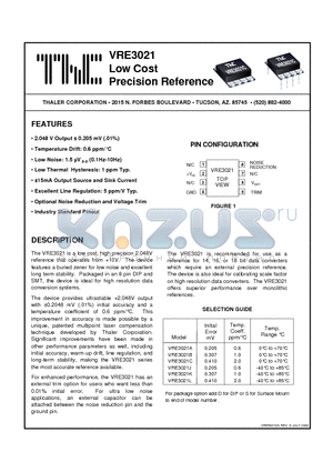 VRE3021 datasheet - Low Cost Precision Reference