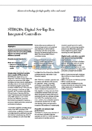 STB0210X datasheet - STB0210x Digital Set-Top Box Intergrated Controllers