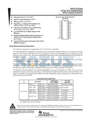 SN74LVCZ245ADWRG4 datasheet - OCTAL BUS TRANSCEIVER WITH 3-STATE OUTPUTS