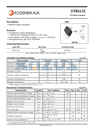 STB1132 datasheet - PNP Silicon Transistor