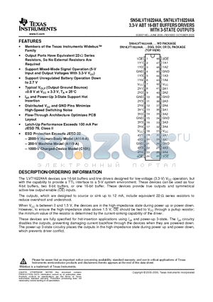 SN74LVT162244A datasheet - 3.3-V ABT 16-BIT BUFFERS/DRIVERS WITH 3-STATE OUTPUTS