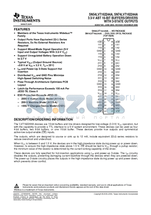 SN74LVT162244A datasheet - 3.3-V ABT 16-BIT BUFFERS/DRIVERS WITH 3-STATE OUTPUTS