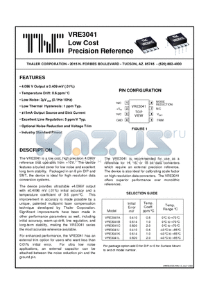 VRE3041B datasheet - Low Cost Precision Reference