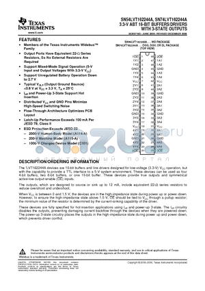 SN74LVT162244ADLG4 datasheet - 3.3-V ABT 16-BIT BUFFERS/DRIVERS WITH 3-STATE OUTPUTS