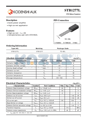 STB1277L datasheet - PNP Silicon Transistor