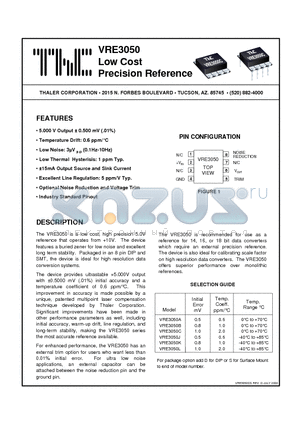 VRE3050B datasheet - VRE3050 Low Cost Precision Reference