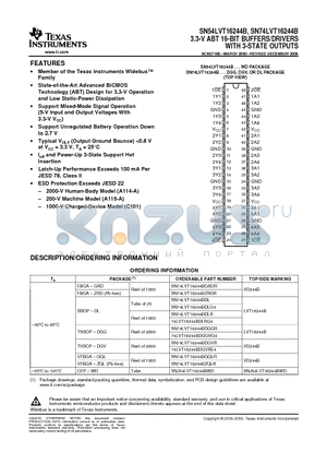 SN74LVT16244BZRDR datasheet - 3.3-V ABT 16-BIT BUFFERS/DRIVERS WITH 3-STATE OUTPUTS