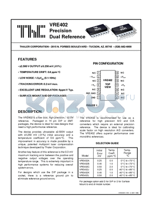 VRE405 datasheet - Precision Dual Reference