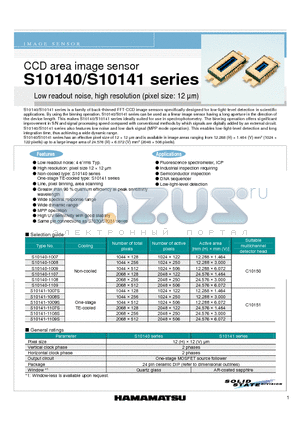 S10140-1109 datasheet - CCD area image sensor Low readout noise, high resolution (pixel size: 12 lm)