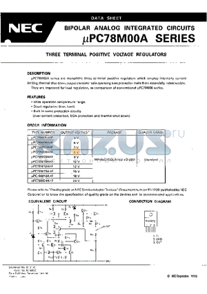 UPC78M06AHF datasheet - THREE TERMINAL POSITIVE VOLTAGE REGULATORS